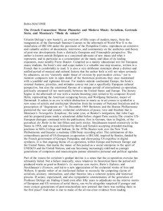 Robin MACONIE The French Connection: Motor Phonetics and Modern Music: Serialism, Gertrude Stein, and Messiaen’s “Mode de valeurs”