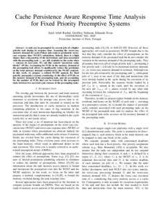 Cache Persistence Aware Response Time Analysis for Fixed Priority Preemptive Systems Syed Aftab Rashid, Geoffrey Nelissen, Eduardo Tovar CISTER/INESC TEC, ISEP Polytechnic Institute of Porto, Portugal