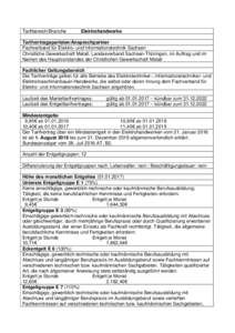 Tarifbereich/Branche  Elektrohandwerke Tarifvertragsparteien/Ansprechpartner Fachverband für Elektro- und Informationstechnik Sachsen