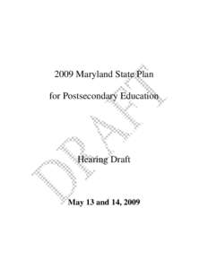 2009 Maryland State Plan May Hearing Draft