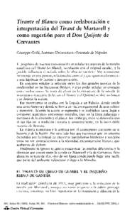 Actas XII. AIH. «Tirante el Blanco» como reelaboración e interpretación del «Tirant» de Martorell y como sugestión para el «Don Quijote» de Cervantes. GIUSEPPE GRILLI