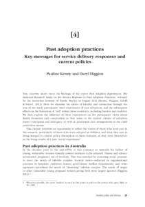 Past adoption practices: Key messages for service delivery responses and current policies