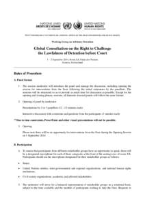 HAUT-COMMISSARIAT AUX DROITS DE L’HOMME • OFFICE OF THE HIGH COMMISSIONER FOR HUMAN RIGHTS  Working Group on Arbitrary Detention Global Consultation on the Right to Challenge the Lawfulness of Detention before Court