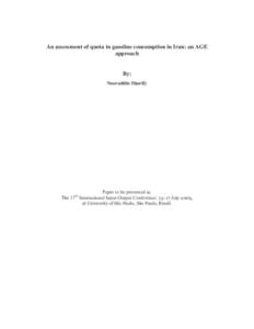 An assessment of quota in gasoline consumption in Iran: an AGE approach By: Nooraddin Sharify