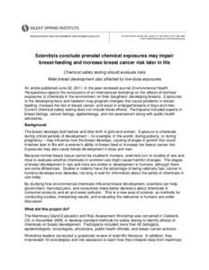 SILENT SPRING INSTITUTE RESEARCHING THE ENVIRONMENT AND WOMEN’S HEALTH 29 Crafts Street, Newton MA[removed]4288 fax[removed]email [removed] www.silentspring.org