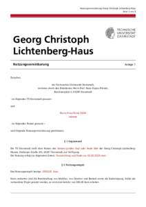 Nutzungsvereinbarung Georg Christoph Lichtenberg-Haus Seite 1 von 3 Georg Christoph Lichtenberg-Haus Nutzungsvereinbarung