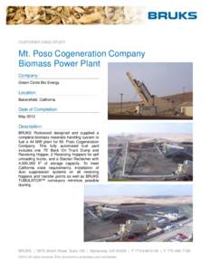 CUSTOMER CASE STUDY  Mt. Poso Cogeneration Company Biomass Power Plant Company: Green Circle Bio Energy