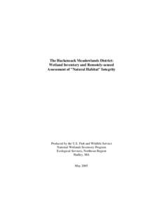 Hackensack Meadowlands District: Wetland Inventory and Remotely-sensed Assessment of 