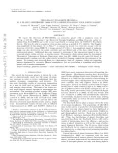 Submitted to ApJ Preprint typeset using LATEX style emulateapj v[removed]THE NASA-UC ETA-EARTH PROGRAM: II. A PLANET ORBITING HD[removed]WITH A MINIMUM MASS OF FOUR EARTH MASSES1 Andrew W. Howard2,3 , John Asher Johnson