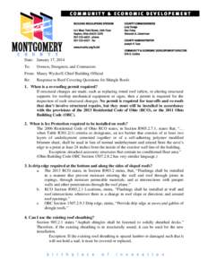 Date: January 17, 2014 To: Owners, Designers, and Contractors  From: Maury Wyckoff, Chief Building Official