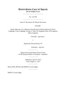 United States Court of Appeals For the Eighth Circuit ___________________________ No___________________________ James E. Stevenson, III; Sharyn Stevenson