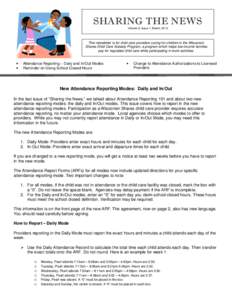 Volume 6, Issue 1, March, 2012  This newsletter is for child care providers caring for children in the Wisconsin Shares Child Care Subsidy Program, a program which helps low-income families pay for regulated child care w