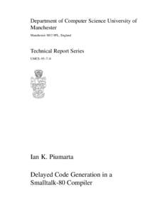 Department of Computer Science University of Manchester Manchester M13 9PL, England Technical Report Series UMCS–93–7–0