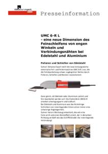 Presseinformation  UMC 6-R L - eine neue Dimension des Feinschleifens von engen Winkeln und