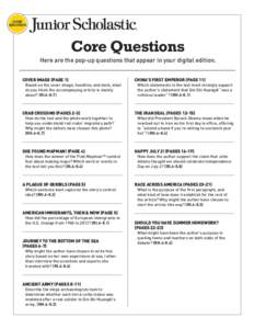 d Core Question Core Questions Here are the pop-up questions that appear in your digital edition.