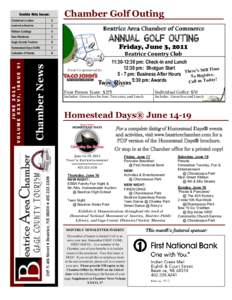 Inside this issue:  Chamber Golf Outing Leadership Beatrice