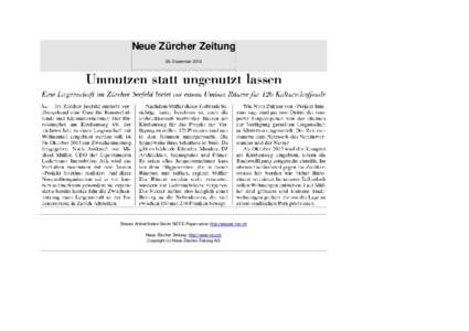 Neue Zürcher Zeitung 06. Dezember 2012 Diesen Artikel finden Sie im NZZ E-Paper unter: http://epaper.nzz.ch Neue Zürcher Zeitung: http://www.nzz.ch Copyright (c) Neue Zürcher Zeitung AG