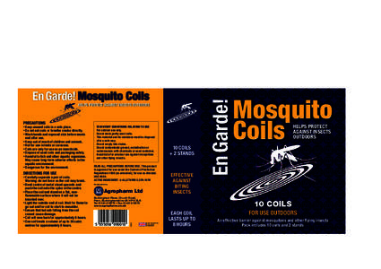 HELPS PROTECT AGAINST INSECTS OUTDOORS  • Keep unused coils in a safe place. • Do not eat coils or breathe smoke directly. • Wash hands and exposed skin before meals