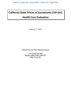 Case3:01-cv[removed]TEH Document2754 Filed01[removed]Page1 of 100  California State Prison at Sacramento (CSP‐SAC)  Health Care Evaluation   January 17, 2014