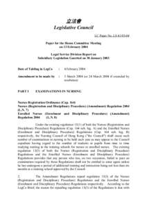 立法會 Legislative Council LC Paper No. LS[removed]Paper for the House Committee Meeting on 13 February 2004 Legal Service Division Report on