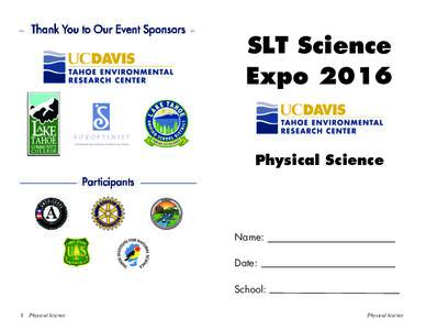 SLT Science Expo 2016 Physical Science  Name: