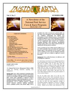 Vol. 1, No. 2  SUMMER 1998 A Newsletter of the National Park Service