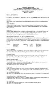 VILLAGE OF DEXTER BOARD OF TRUSTEE REGULAR MEETING DEXTER MUNICIPAL BUILDING CONFERENCE ROOM 100 LOCKE ST 6:30 PM AUGUST 20, 2013 REGULAR MEETING