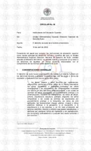 DIRECCION NACIONAL DE DERECHO DE AUTOR CIRCULAR No. 06  Para: