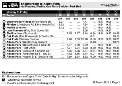 Shellharbour to Albion Park[removed]via Flinders, Warilla, Oak Flats & Albion Park Rail Route