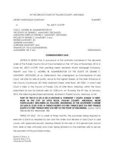 IN THE CIRCUIT COURT OF PULASKI COUNTY, ARKANSAS ARVEST MORTGAGE COMPANY vs. PLAINTIFF No. 60CV[removed]