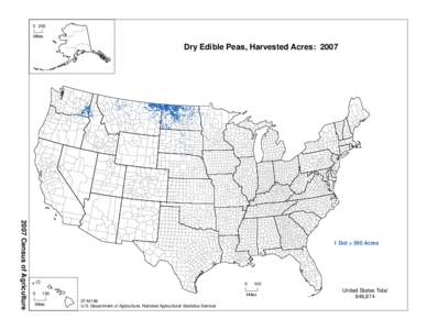 0 200 Miles Dry Edible Peas, Harvested Acres: [removed]Census of Agriculture