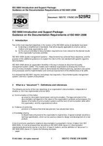 ISO 9000 Introduction and Support Package: Guidance on the Documentation Requirements of ISO 9001:2008
