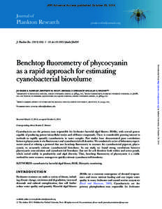 JPR Advance Access published October 29, 2014  Journal of Plankton Research