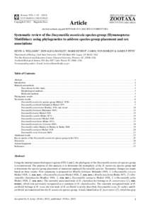 Systematic review of the Dasymutilla monticola species-group (Hymenoptera: Mutillidae): using phylogenetics to address species-group placement and sex associations