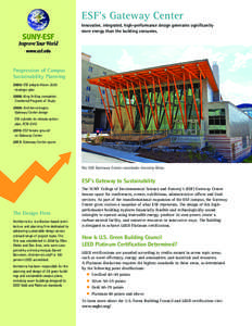 ESF’s Gateway Center Innovative, integrated, high-performance design generates significantly more energy than the building consumes. Progression of Campus Sustainability Planning