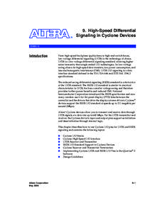 Cyclone Device Handbook, Volume 1, Chapter 9. High-Speed Differential Signaling in Cyclone Devices