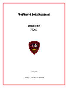 West Warwick Police Department  Annual Report FY[removed]August 2013