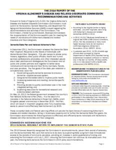 THE 2006 REPORT OF THE ALZHEIMER’S DISEASE AND RELATED DISORDERS COMMISSION:  A SUMMARY OF THE ACTIVITIES AND RECOMMENDATIONS