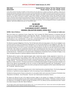 OFFICIAL STATEMENT dated January 12, 2012 NEW ISSUE BOOK-ENTRY Standard & Poor’s Rating: “AA” (See “Ratings” herein) Moody’s Rating: “Aa2” (See “Ratings” herein)