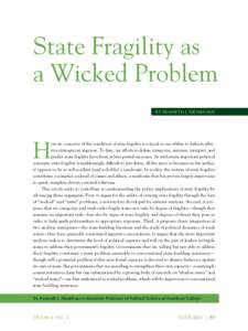State Fragility as a Wicked Problem By Kenneth J. Menkhaus H