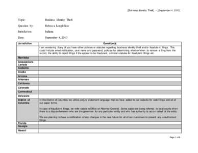 Identity / Identity theft / Theft / Nevada Revised Statutes / Filing / Registered agent / MERS / Service of process / Law / Legal terms / Crimes