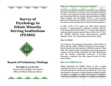 What is an ethnic minority serving institution?  Survey of Psychology in Ethnic Minority Serving Institutions