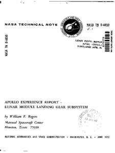 Apollo experiance report lunar module landing gear subsystem
