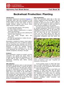 Agronomy Fact Sheet Series  Fact Sheet 50 Buckwheat Production: Planting Introduction