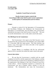 LC Paper No. CB[removed])  For information 6 November[removed]Legislative Council Panel on Security