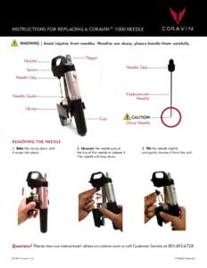 INSTRUCTIONS FOR REPLACING A CORAVIN™ 1000 NEEDLE  TM WARNING | Avoid injuries from needles. Needles are sharp, please handle them carefully.