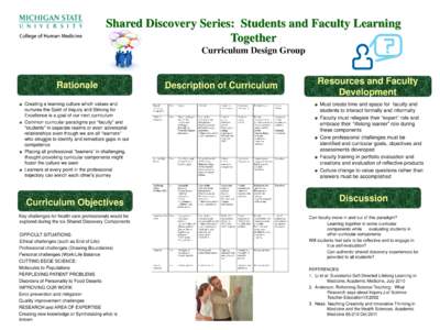 Shared Discovery Series: Students and Faculty Learning Together Curriculum Design Group Rationale Creating a learning culture which values and