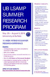 UB LSAMP Summer Research Program Flyer