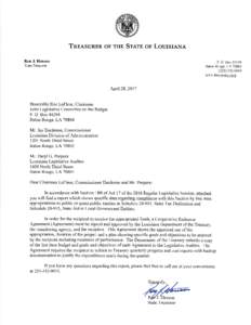 Louisiana Department of the Treasury Act 17 of the 2016 Regular Session ScheduleSales Tax Dedications Report prepared in accordance with Section 18B of Act 17 of 2016 Please see footnotes for additional informat