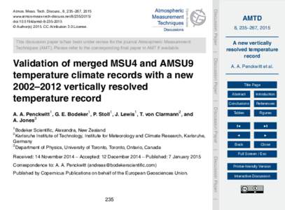 This discussion paper is/has been under review for the journal Atmospheric Measurement Techniques (AMT). Please refer to the corresponding final paper in AMT if available. Discussion Paper  Atmos. Meas. Tech. Discuss., 8